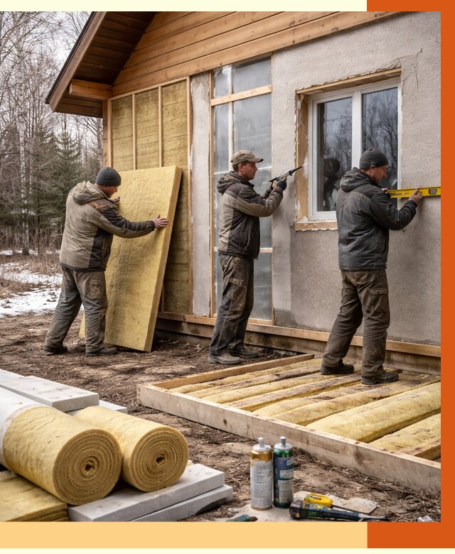 Утепление дачного дома в Великих Луках от 4910 руб/м2 — недорого | ТепломастерВкл