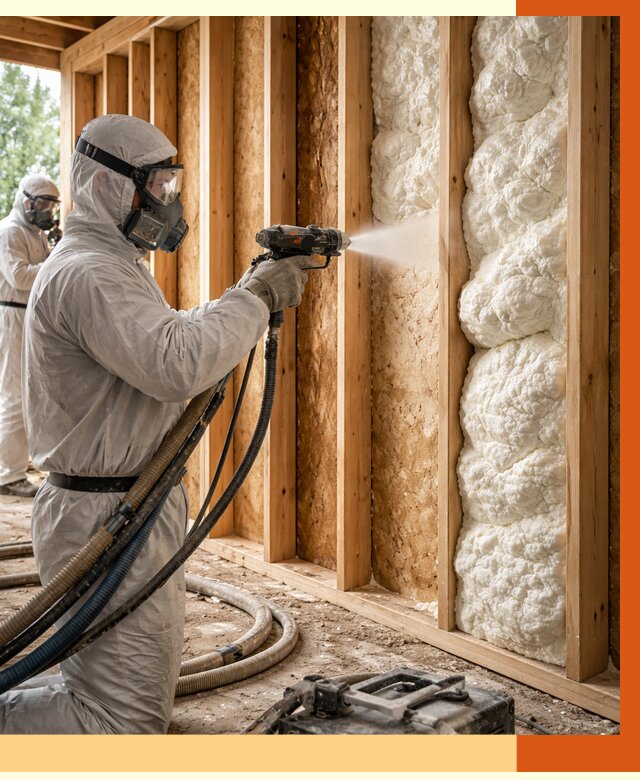 Утепление каркасного дома ППУ в Великих Луках от 2894 руб./м2 — работа под ключ | ТепломастерВкл