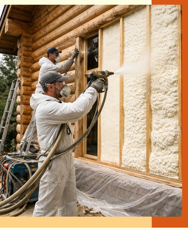 Утепление деревянного дома ППУ в Великих Луках от 4342 руб/м2 | ТепломастерВкл — под ключ