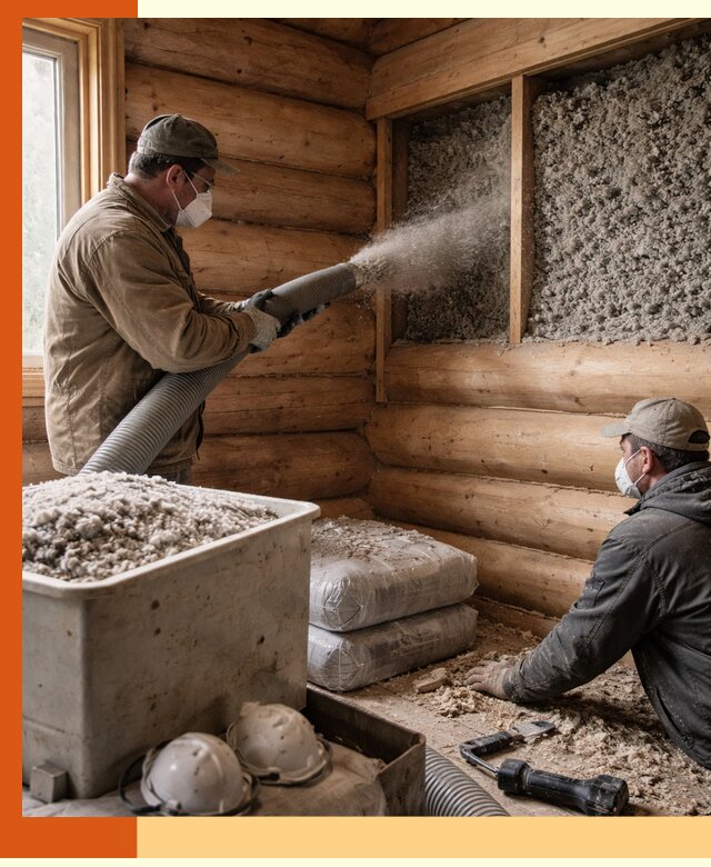 Утепление дома из бруса эковатой в Великих Луках