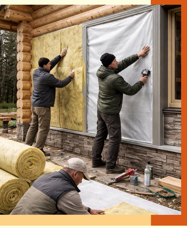 Утепление бревенчатого дома в Великих Луках от 7908 руб/м2 — заказать под ключ | ТепломастерВкл