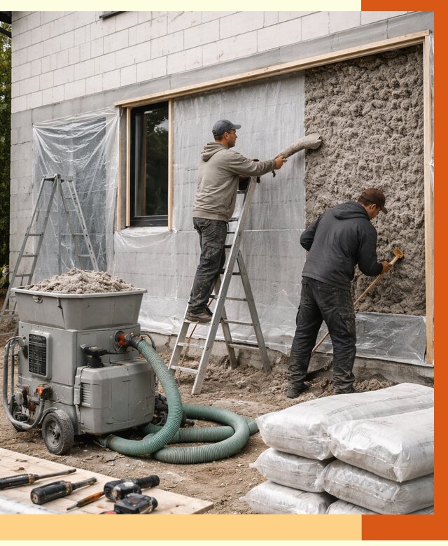 Утепление дома из газобетона эковатой в Великих Луках от 4652 руб./м2 | ТепломастерВкл