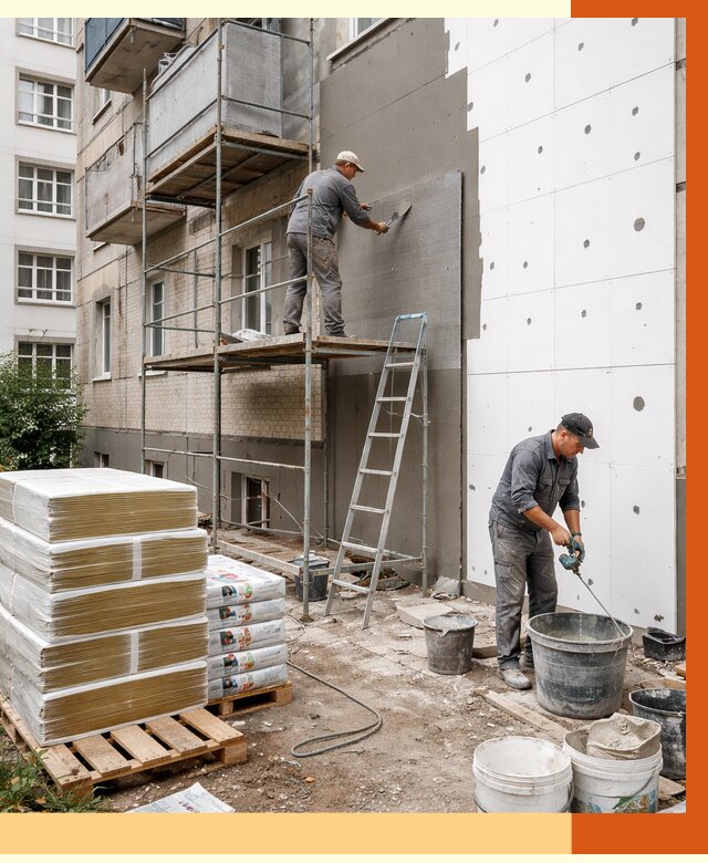 Утепление квартиры снаружи в Великих Луках от 6357 руб/м2 под ключ | ТепломастерВкл