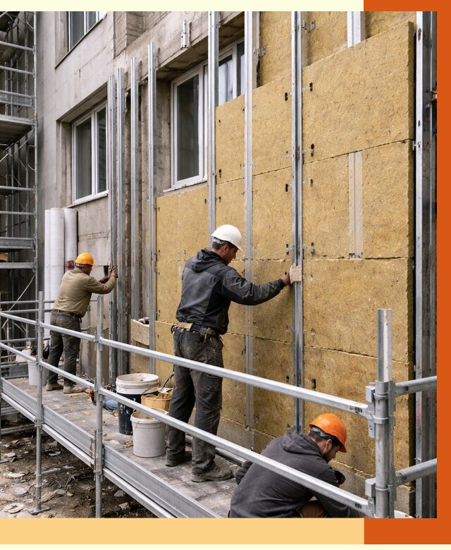 Утепление вентилируемого фасада в Великих Луках от 5789 руб/м2 — монтаж и утепление вентфасад | ТепломастерВкл