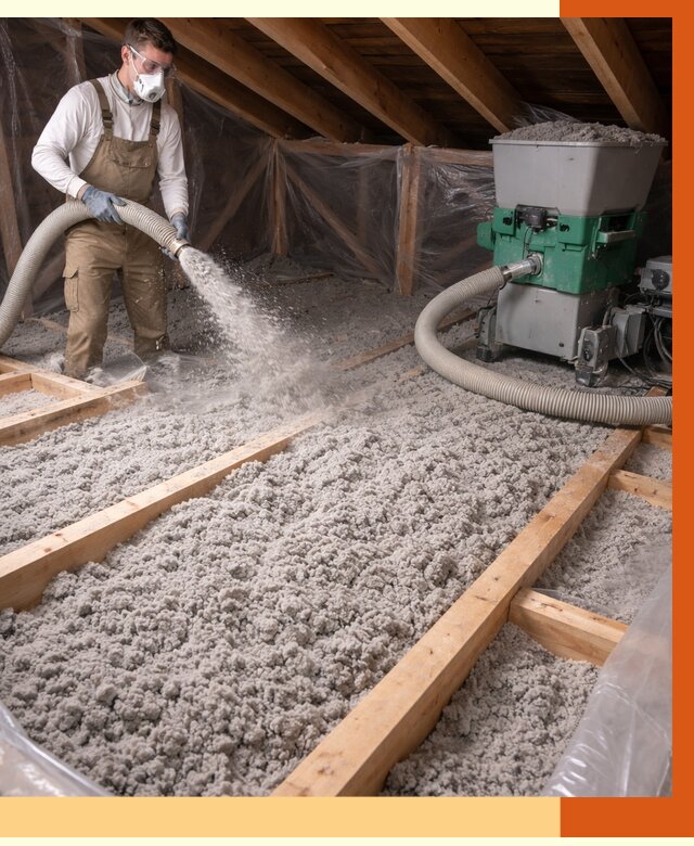 Утепление чердака эковатой в Великих Луках от 1499 руб/м2 — заказать у ТепломастерВкл