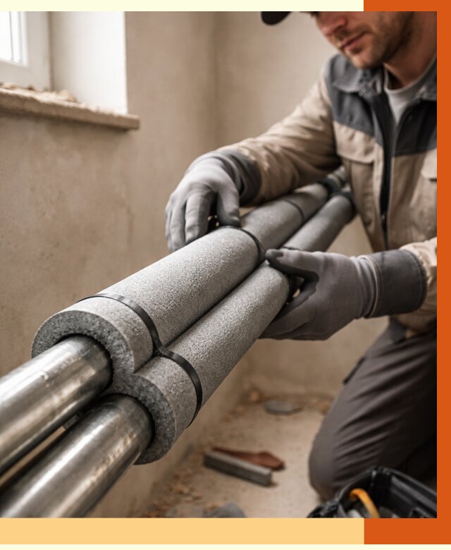 Утепление труб отопления в Великих Луках от 2946 руб. за м² — услуги под ключ | ТепломастерВкл