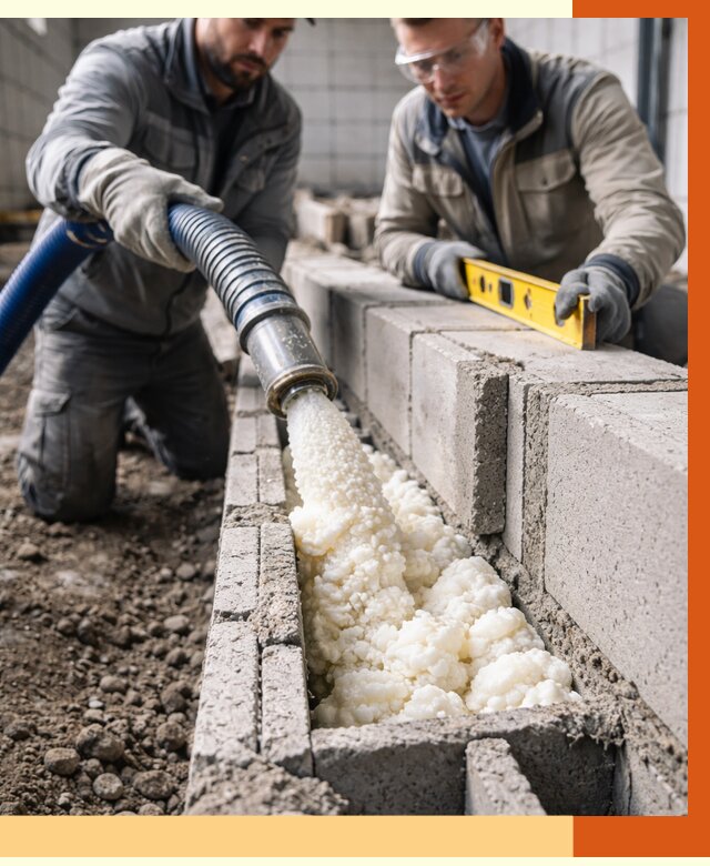 Заполнение колодцевой кладки ППУ в Великих Луках от 4342 руб. за м2 | ТепломастерВкл