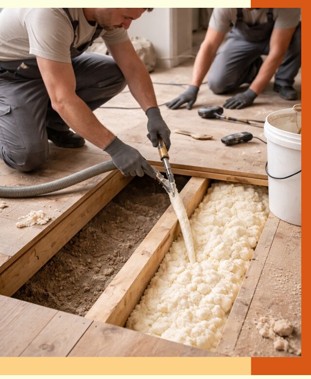 Заполнение пустот пола в Великих Луках от 2791 руб. — утепление пустот пола под ключ | ТепломастерВкл