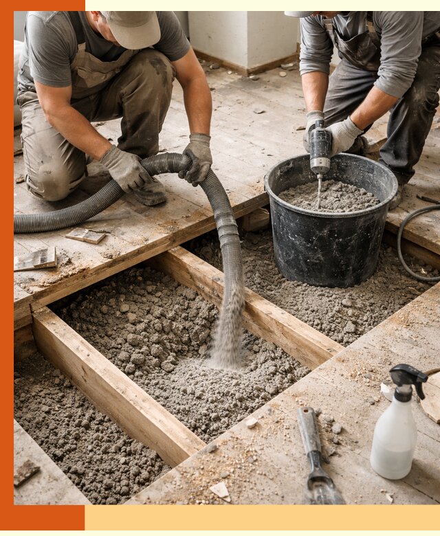 Заполнение пустот пола в Великих Луках полиуретаном и пенополистиролом