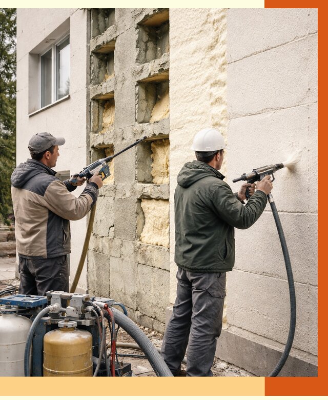 Заполнение пустот фасада в Великих Луках от 4652 руб. — утепление пустот облицовки | ТепломастерВкл