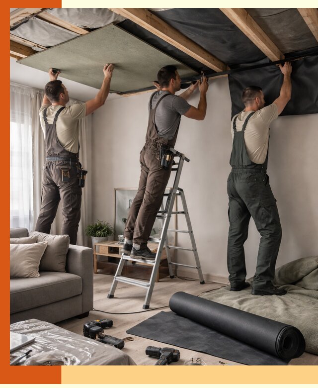 Шумоизоляция потолка в Великих Луках — профессиональное устранение шумов