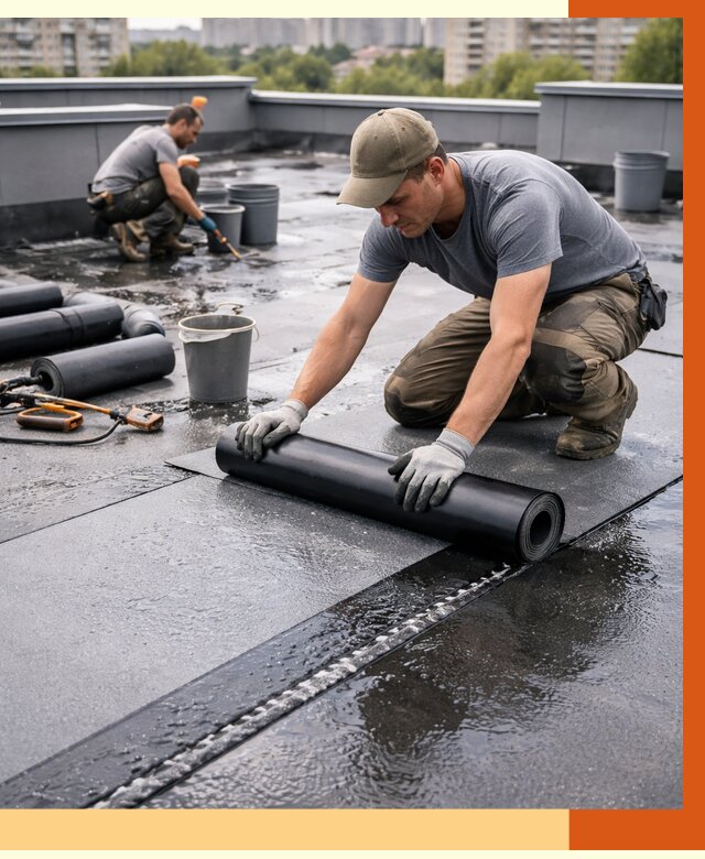 Гидроизоляция плоской кровли в Великих Луках от 4652 руб./м2 — профессионально | ТепломастерВкл