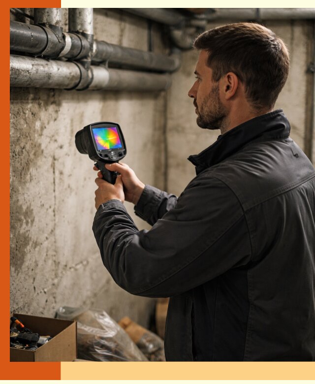 Тепловизионное обследование подвала в Великих Луках для поиска утечек тепла